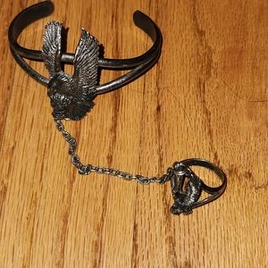 Vintage G&S Eagle Skull Slave Bracelet Ring